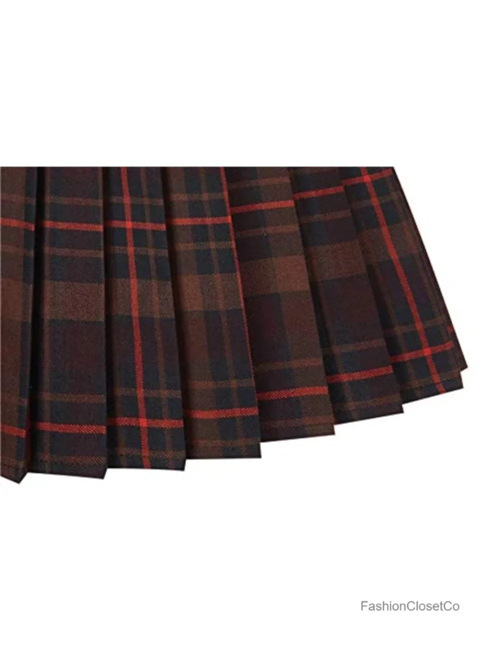 Pleated Mini Skirt with Elastic Waist - High Rise Tartan Plaid Skater Style